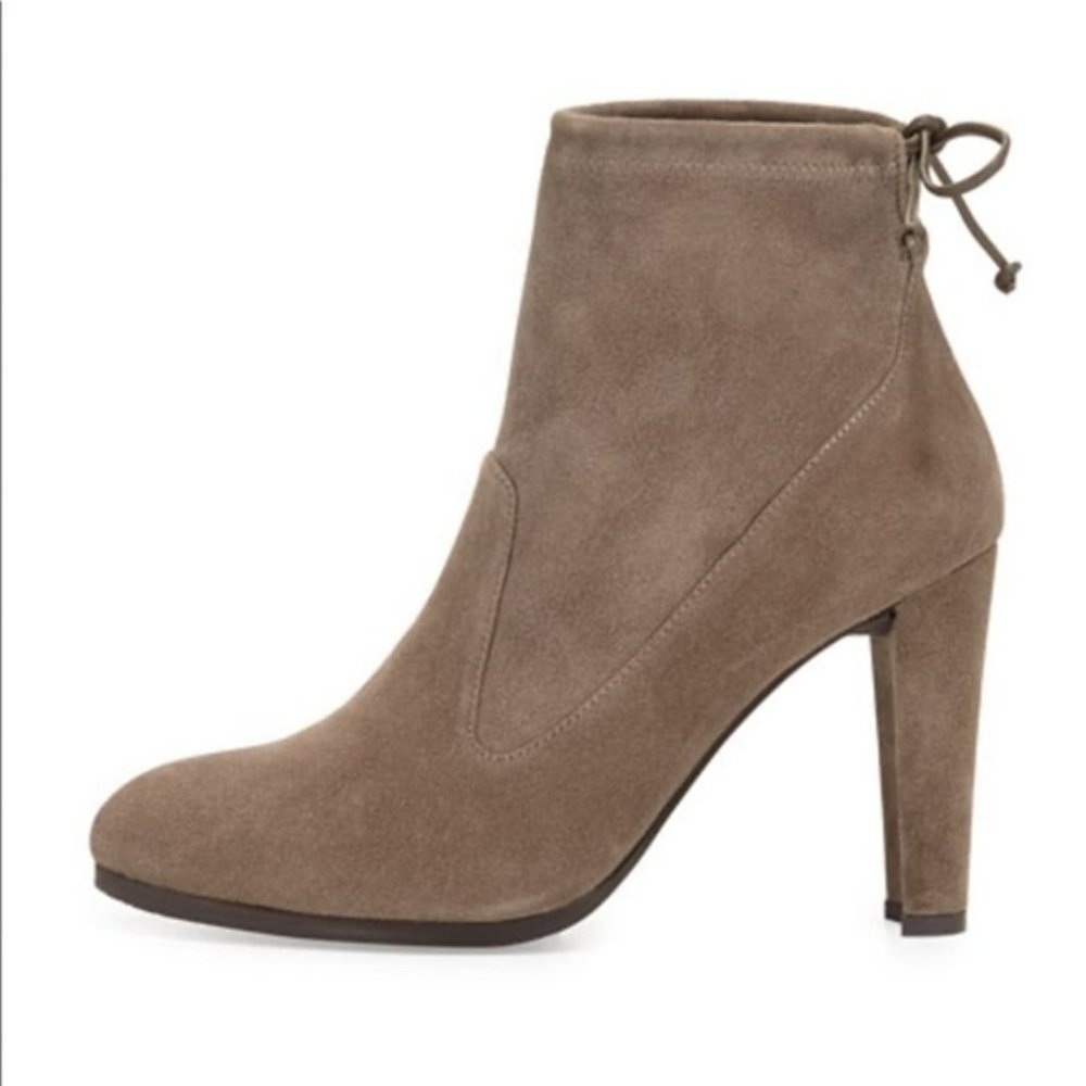 STUART WEITZMAN GLOVE BOOTIE SOCK BEIGE NUDE HIGHLAND SUEDE 6.5 (P17)
